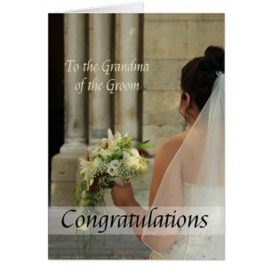 Mormor på bröllop grattisar OBS kort