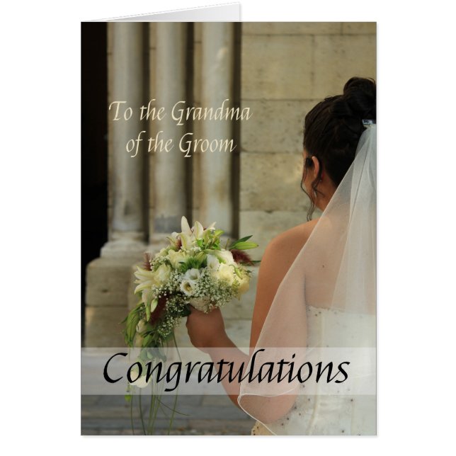 Mormor på bröllop grattisar OBS kort (Framsidan)