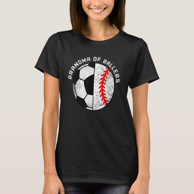 Mormor på fotbollsspelare Baseball Grandma T Shirt (Framsida)