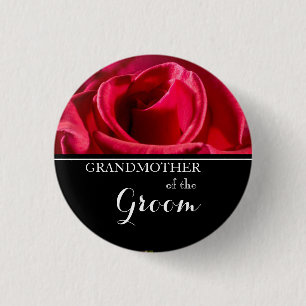 Mormor på Groom Bröllop Röd ros Knapp