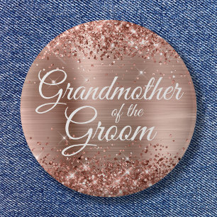 Mormor på Groom Glittery Ro Gold Foil Knapp