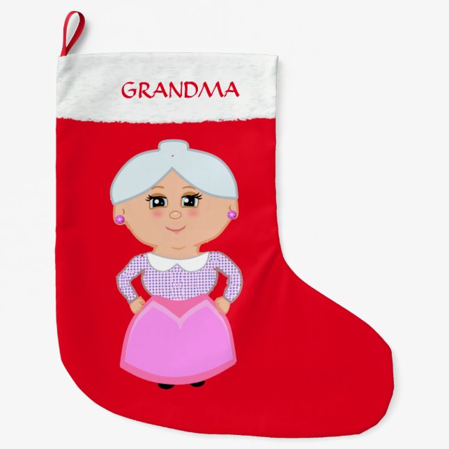 Mormor på Red Stor Julstrumpa (Framsidan)
