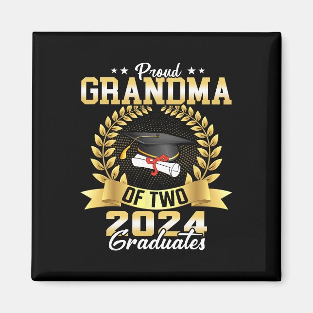 Mormor på två cl 2024 Student Twillingar Studenten Magnet (Framsidan)