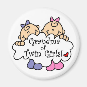 Mormor på Twin Girls Tshirts och Gifts Magnet
