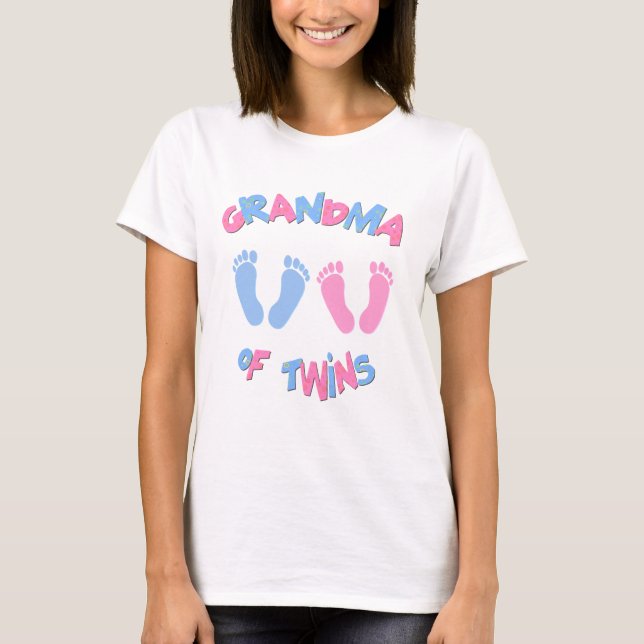 Mormor på Twin Spädbarn Footprint Tee Shirt (Framsida)