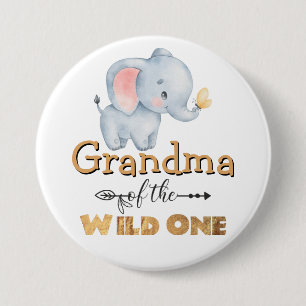 Mormor på Vild ett Elephant Gold Foil Button Knapp