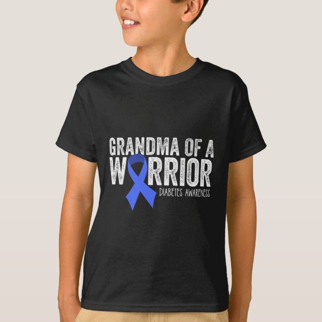 Mormor på Warrior T1D Diabetic Blue Ribbon Supp T Shirt (Framsida)