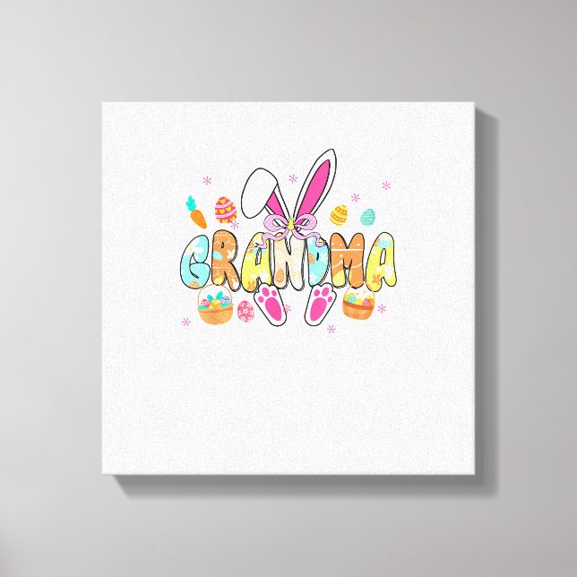 Mormor Påsk Mormor Coquette Kaninöron Ägg Korg Canvastryck (Framsida)