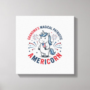 Mormor Patriotisk Amerikansk Enhörning T-Shirt Des Canvastryck
