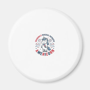 Mormor Patriotisk Amerikansk Enhörning T-Shirt Des Magnet