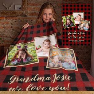 Mormor Photo Collage Grandma Dikt Nonna Gigi Fleecefilt