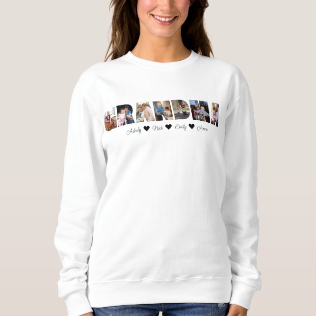 Mormor Photo Collage Sweatshirt 7 Foton T Shirt (Framsida)