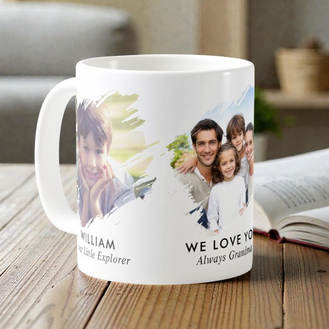 Mormor Pinselsträck 3 Foto Kaffemugg (Grandma Brushstroke 3 Photo Coffee Mug)