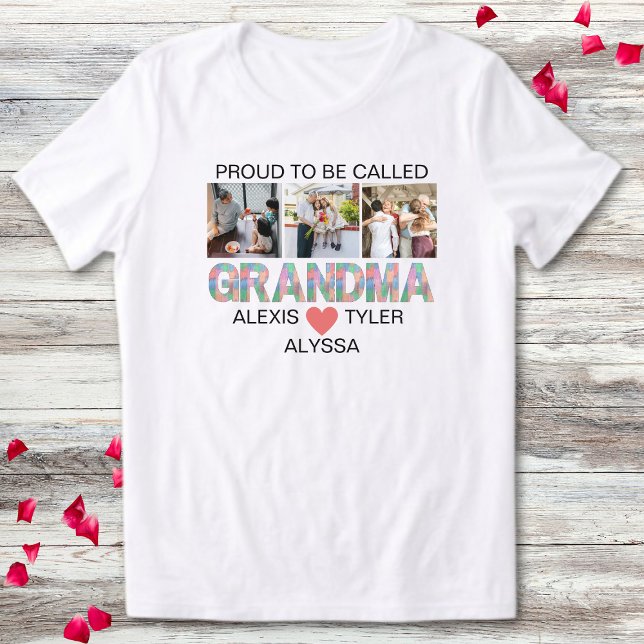 Mormor Pinselströk 3 Foto Barnbarn Namn T Shirt (Skapare uppladdad)