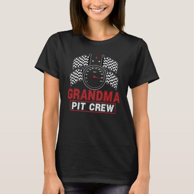 Mormor Pit Crew Car Tävla Square 4 T Shirt (Framsida)