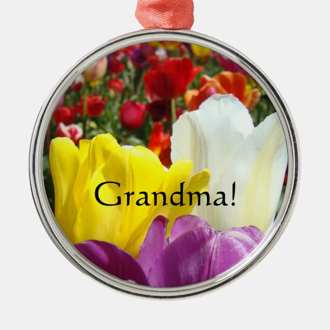 Mormor! presenter Prydnader Tulpan Blommor Blommig Julgransprydnad Metall (Framsidan)