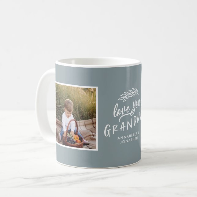 Mormor-presentfotobarnbarn, enkel typografi kaffemugg (Framsida vänster)