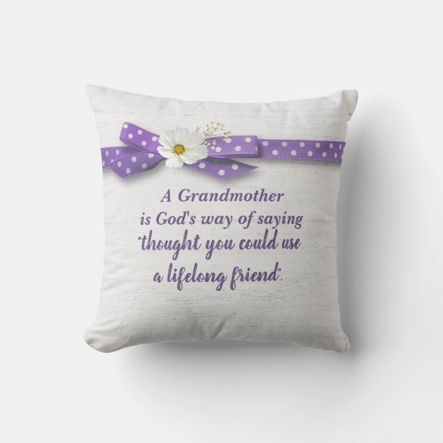 Mormor Quote med Ribbon Wood Kudde (Framsida)
