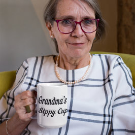 Mormor, roligt kaffecitattecken, svart halvtext jumbo mugg