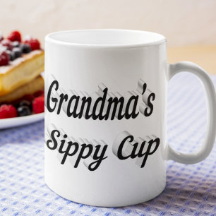 Mormor, roligt kaffecitattecken, svart halvtext kaffemugg