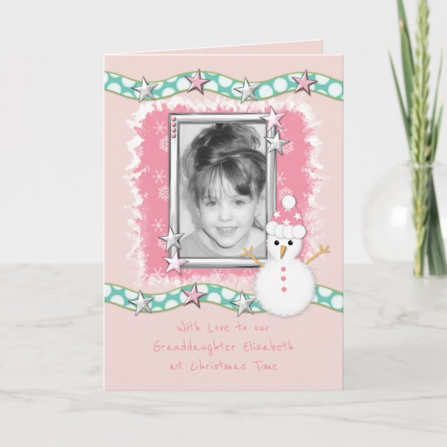 Mormor Rosa jul Photo hälsning Helgkort (Framsida)