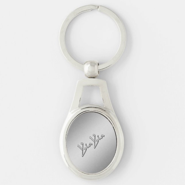 Mormor Silver Ovalt Silverfärgad Nyckelring (Framsidan)