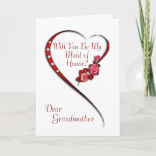 Mormor, skrikande hjärta Maid of honor inbjudan