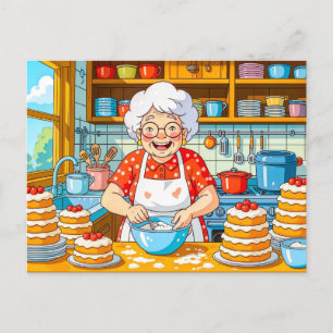 Mormor som lagar pannkakor illustration helg vykort