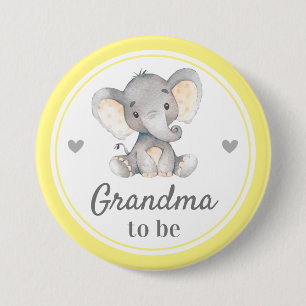 Mormor som ska bli Granny Gult Elephant Baby Showe Knapp