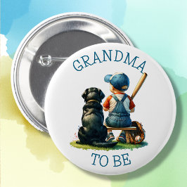 mormor som ska | Boy's Baseball and Hund Baby Show Knapp