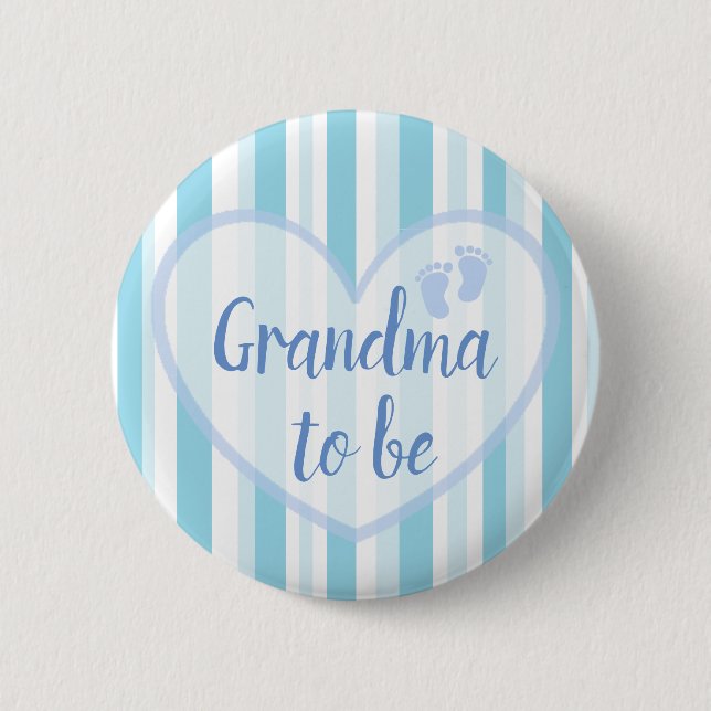 Mormor som ska vara Blue Footprint Baby Shower But Knapp (Framsida)