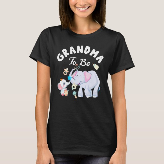 Mormor som ska vara elefant, babyskor Mors dag T Shirt (Framsida)