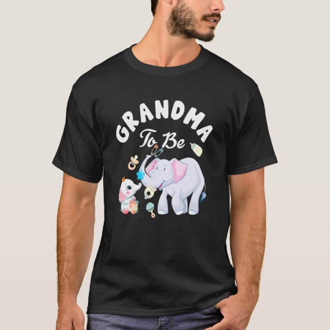 Mormor som ska vara elefant, babyskor Mors dag T Shirt (Framsida)