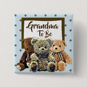 Mormor som ska vara Nalle Baby Shower Knapp