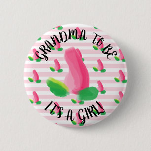 Mormor som ska vara Rosenknopp Rosa Baby Shower-kn Knapp