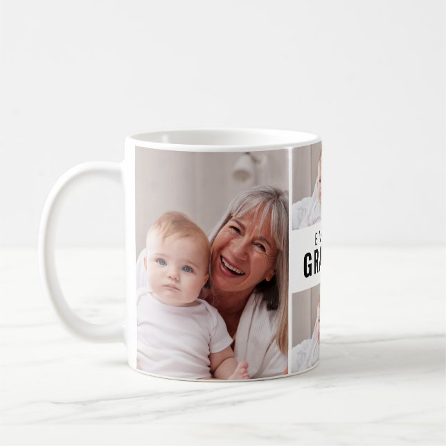 Mormor Svart Vitt 4 Foto Collage Kaffemugg (Vänster)