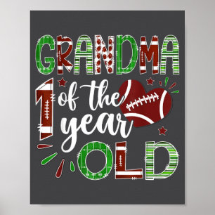 Mormor till 1 årig fotboll första födelsedag poster