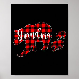 Mormor till 2 flickor pojkar julmatchande rödrutig poster