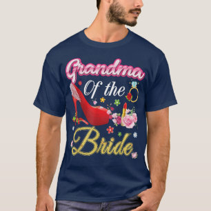 Mormor till bruden Glad bröllopsblomma Rosa sko T Shirt