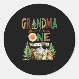 Mormor till den lyckliga campingen ettårsdag runt klistermärke