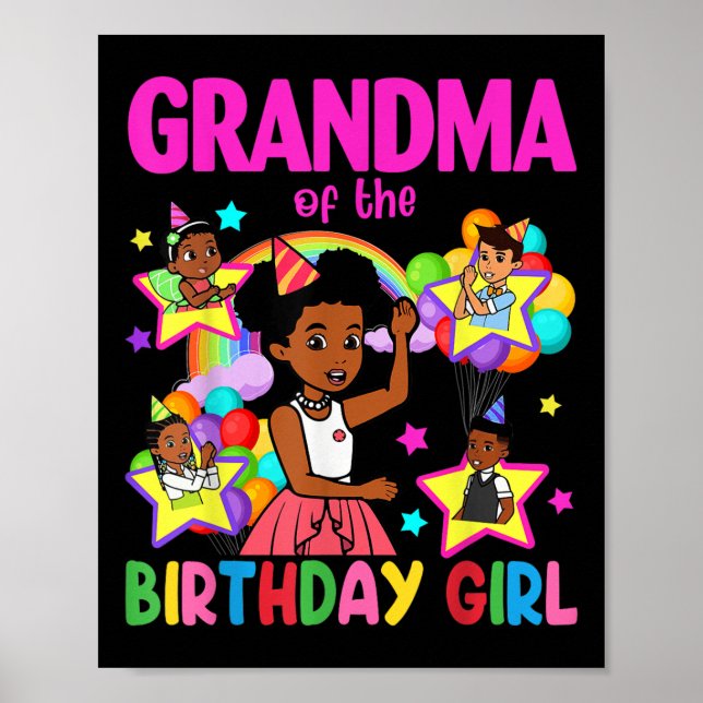 Mormor till födelsedagsflickan Gracie födelsedagsd Poster (Framsidan)
