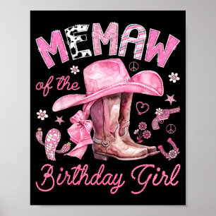 Mormor till födelsedagsflickan rosa cowgirl väster poster