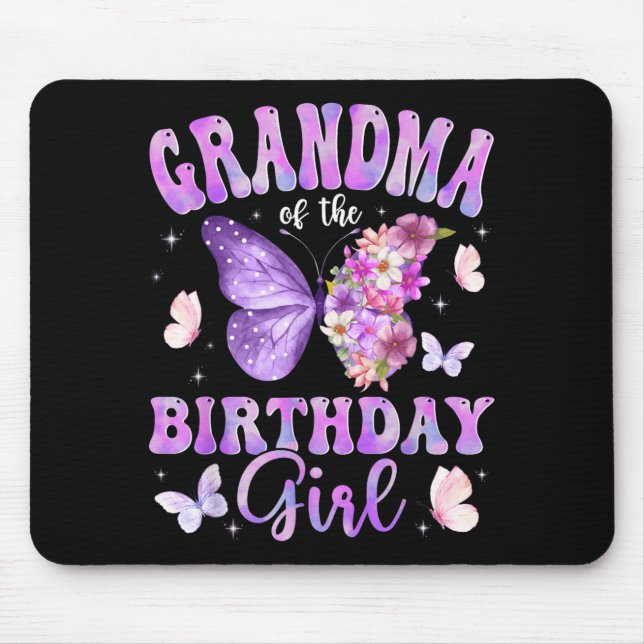 Mormor till födelsedagsflickans fjärilsparty musmatta (Framsidan)