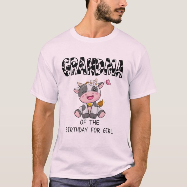 Mormor till födelsedagsflickans ko t-shirt på bond (Framsida)
