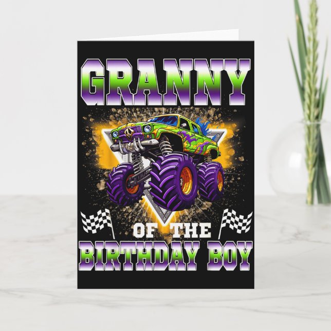 Mormor till födelsedagspojken monstertruck födelse kort (Framsida)