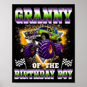 Mormor till födelsedagspojken monstertruck födelse poster