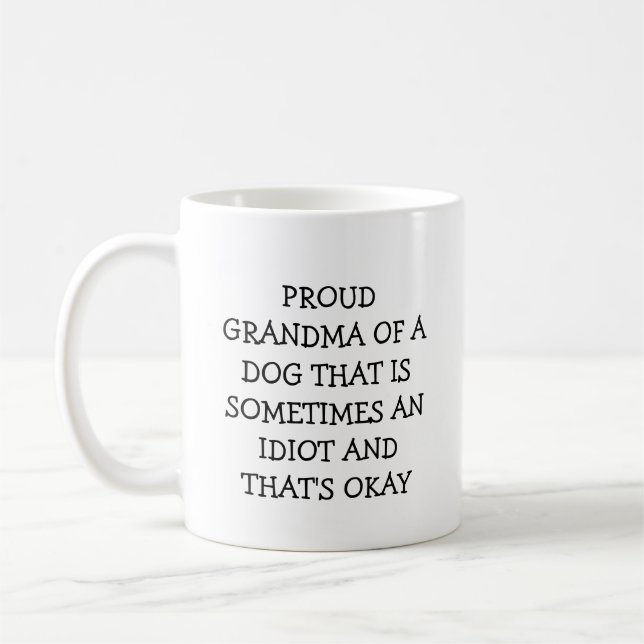 Mormor till hund, personlig med bild och namn kaffemugg (Vänster)