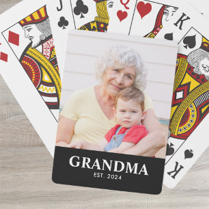 Mormor Upprättade Djärv Svart Foto Casinokort
