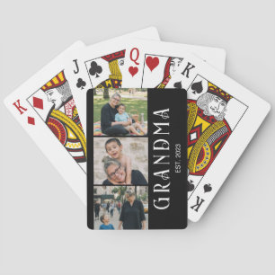 Mormor Upprättade Modärna Svarta 3 Foto Casinokort