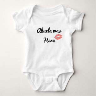 Mormor Var Här Läppstift Kyss Rolig Baby Bodysuit T Shirt